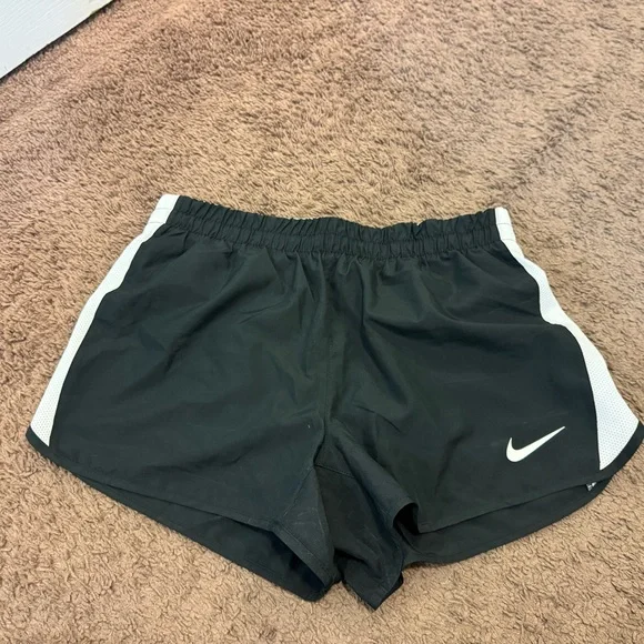 Nike Dri-Fit Black High Rise Mesh Lined Running Shorts Race Black White M - Picture 1 of 6